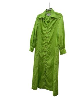 Saks Fifth Avenue Neon green vintage 80s maxi shirt dress 12